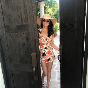 ZARA TRAFALUC Floral Tropical Skort Romper Small